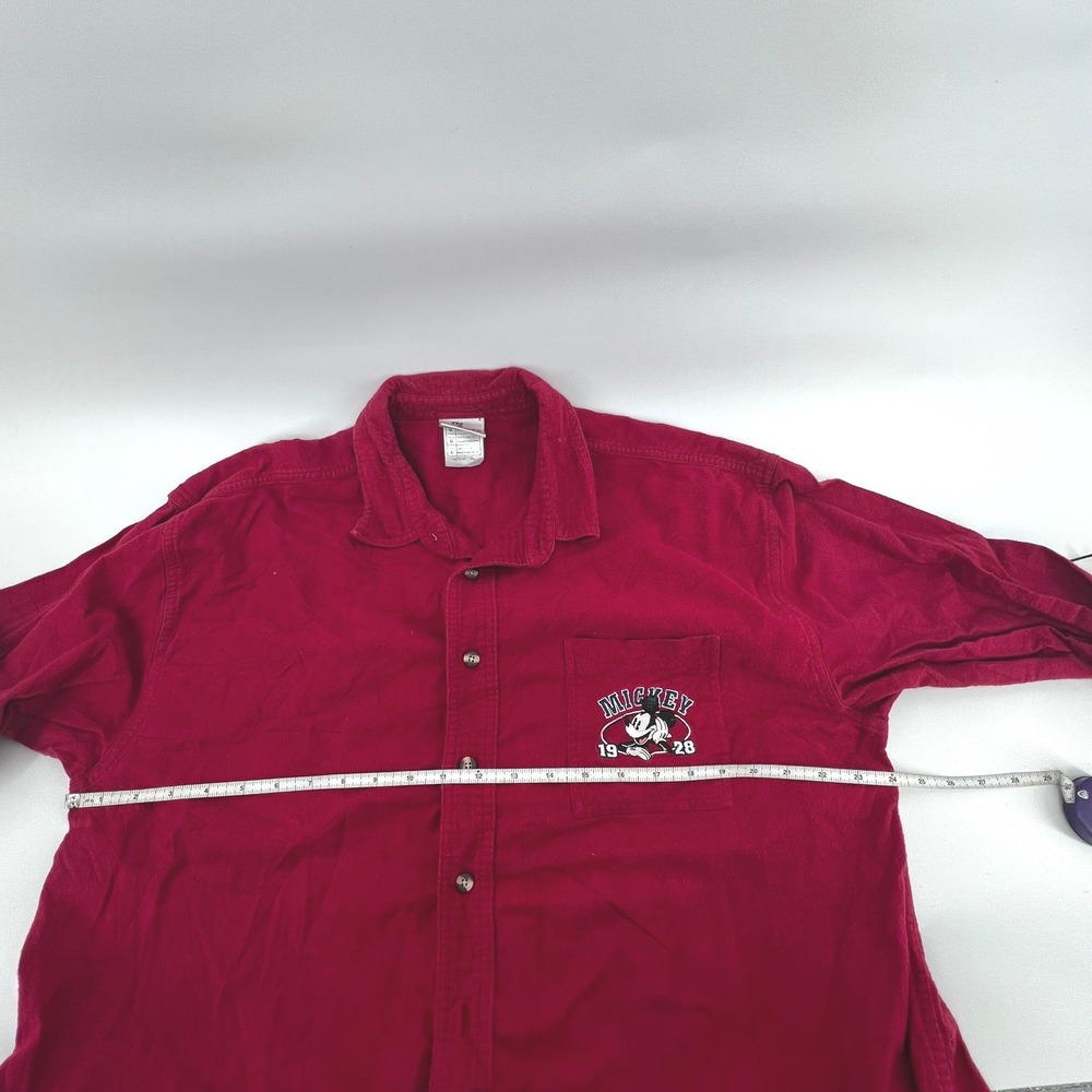 Vintage 90s The Disney Store Mickey Mouse 1928 Red Flannel Shirt Men's Large - Picture 8 of 12